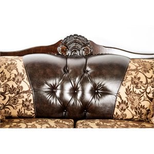 Furniture of America Eli Traditional Faux Leather Tufted Loveseat in Tan Brown