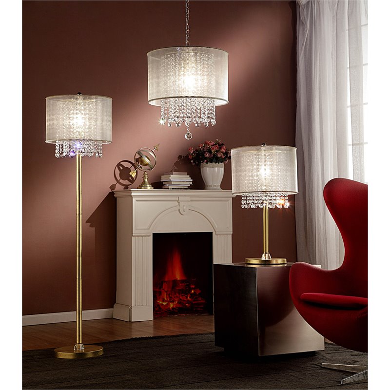 Furniture of America Beacon Glam Glass Sparkling Chandelier in Gold