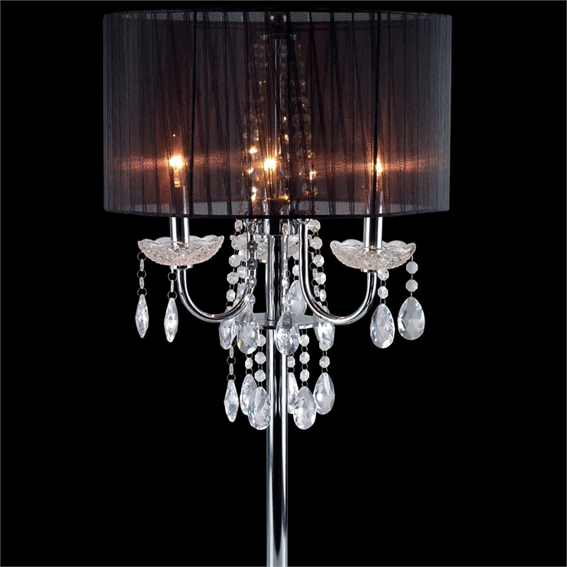Furniture of America Tessa Glam Metal Sparkling Table Lamp in Black