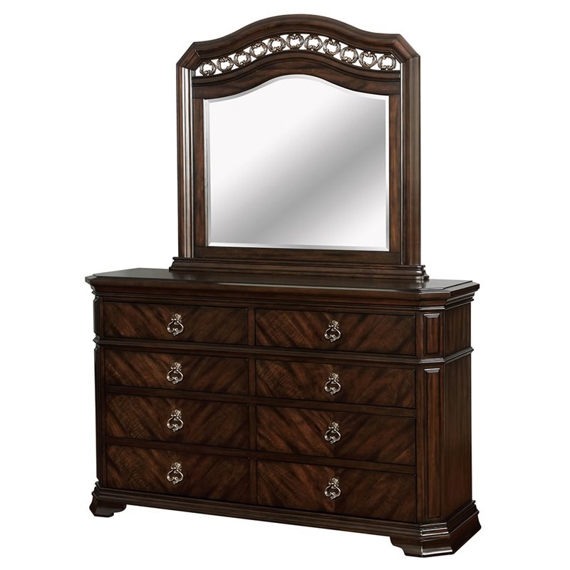 Furniture of America Kaylani Wood 8-Drawer Dresser and Mirror in Espresso