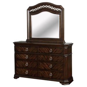 Furniture of America Kaylani Wood 8-Drawer Dresser and Mirror in Espresso