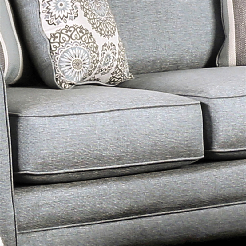 Furniture of America Joyce Transitional Fabric Upholstered Loveseat in Blue Gray