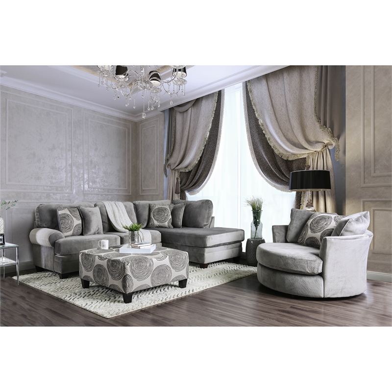 Furniture of America Sheryl Transitional Microfiber Sectional in Gray