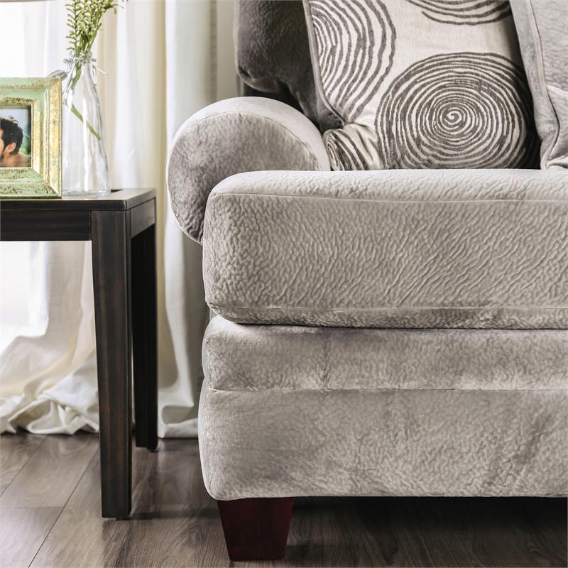 Furniture of America Sheryl Transitional Microfiber Upholstered Sofa in Gray