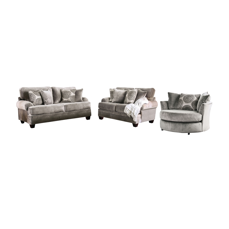 Furniture of America Sheryl Transitional Microfiber Swivel Chair in Gray