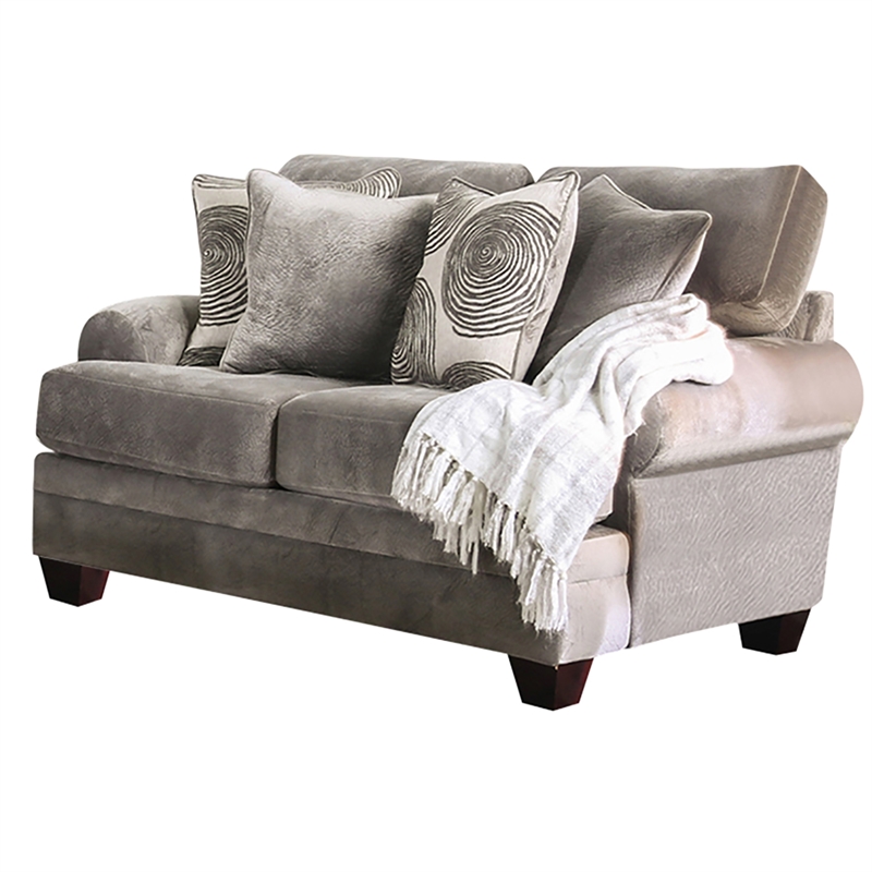 Furniture of America Sheryl Transitional 2-Piece Microfiber Sofa Set in Gray