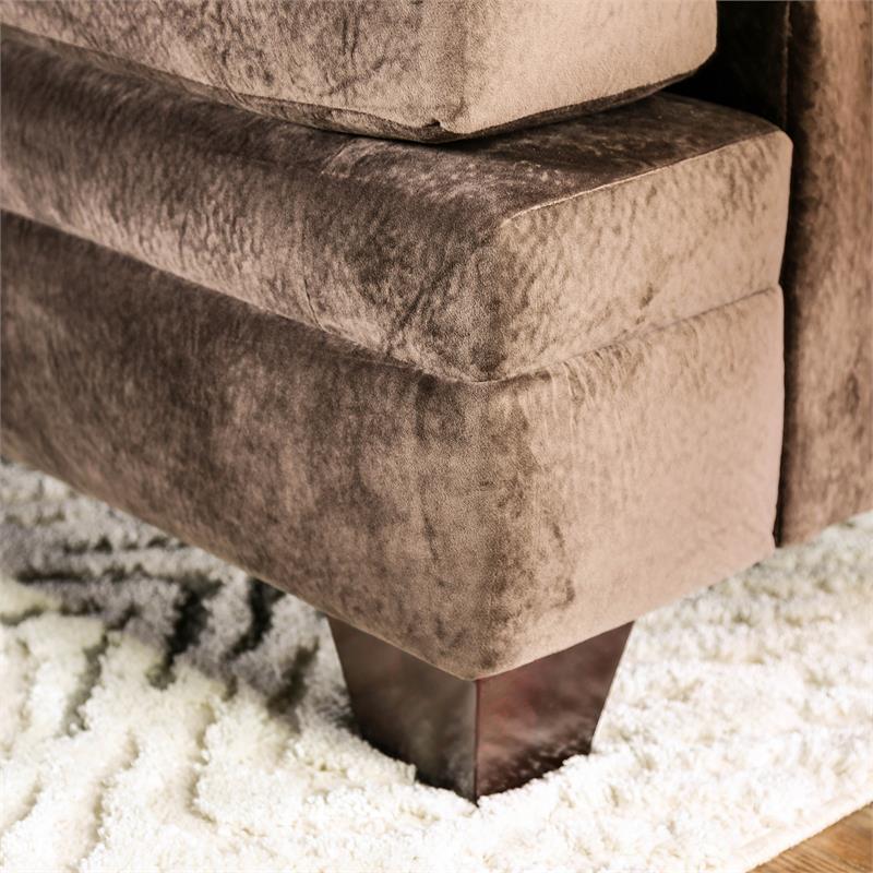 Furniture of America Sheryl Transitional Microfiber Upholstered Sofa in Brown