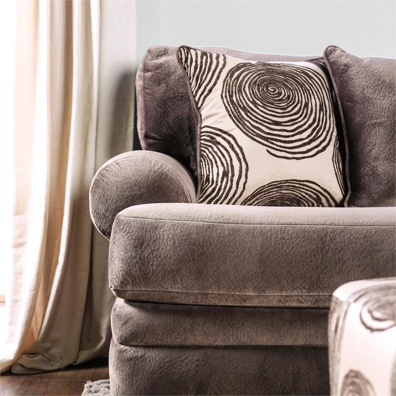 Furniture of America Sheryl Transitional Microfiber Upholstered Sofa in Brown