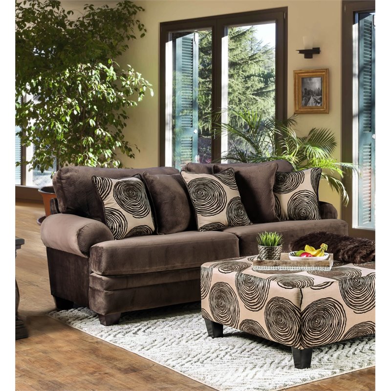 Furniture of America Sheryl Transitional Microfiber Upholstered Sofa in Brown