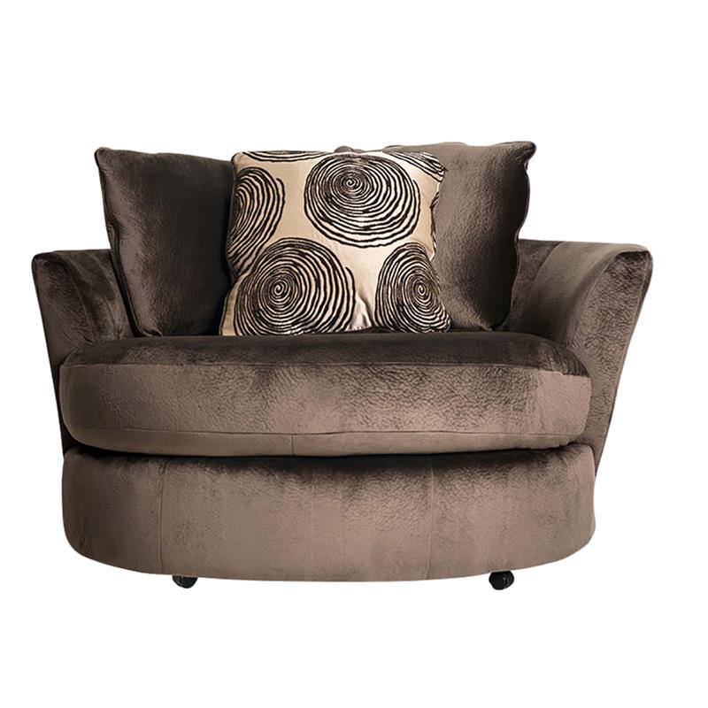 Furniture of America Sheryl Transitional Microfiber Swivel Chair in Brown