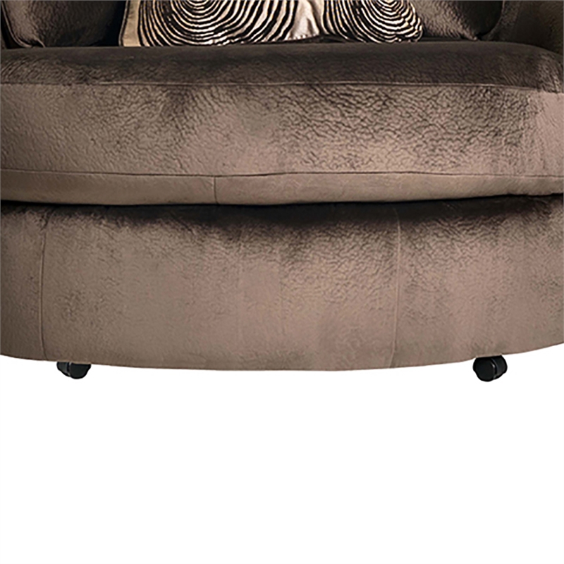 Furniture of America Sheryl Transitional Microfiber Swivel Chair in Brown