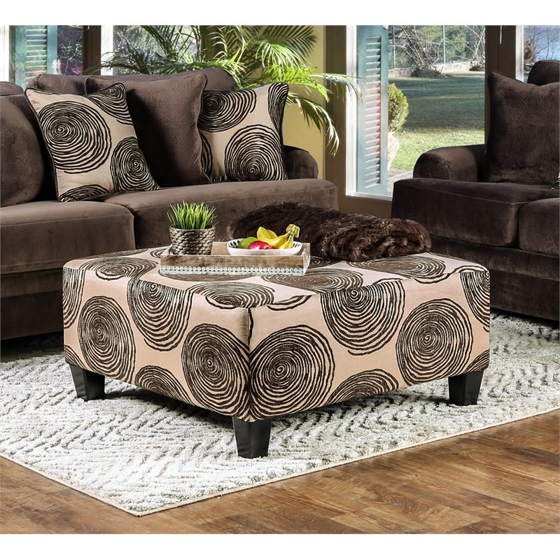 Furniture of America Sheryl Microfiber Upholstered Ottoman in Brown