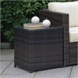 Furniture of America Daley Contemporary Glass Top Patio End Table in Brown