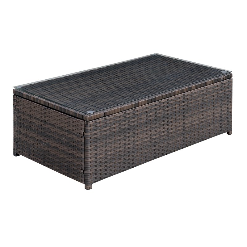 Furniture of America Daley Brown and Beige Rattan Patio Sectional Set