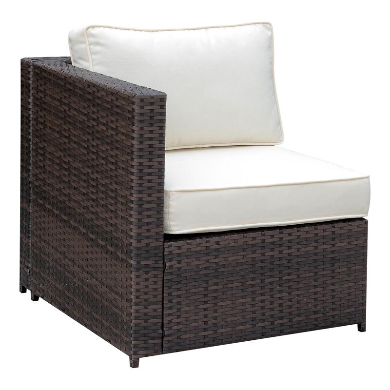 Furniture of America Daley Brown and Beige Rattan Patio Sectional Set