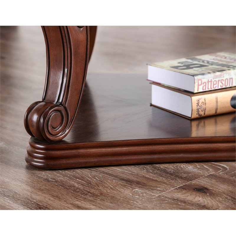 Furniture of America Gabriel Wood Open Shelf Coffee Table in Dark Oak