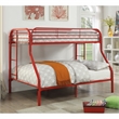 Furniture of America Sulie Transitional Metal Twin over Full Bunk Bed in Red