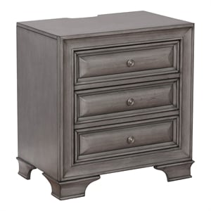 Furniture of America Bradford Solid Wood 3-Drawer Nightstand in Gray