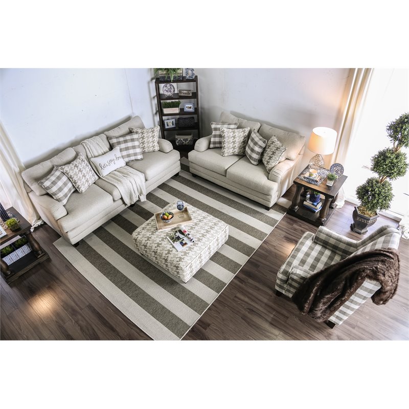 Furniture of America Verdugo Transitional Fabric 2-Piece Sofa Set in Light Gray