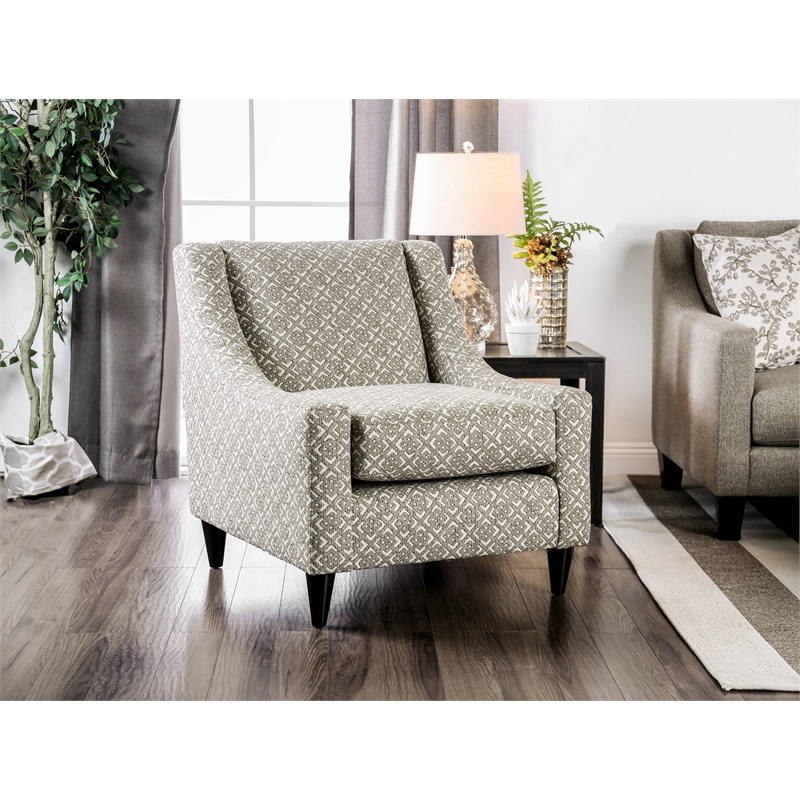 Furniture of America Shila Contemporary Fabric Accent Chair in Gray Geometric