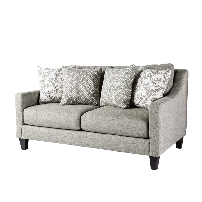 Furniture of America Shila Transitional Fabric 2-Piece Sofa Set in Light Gray