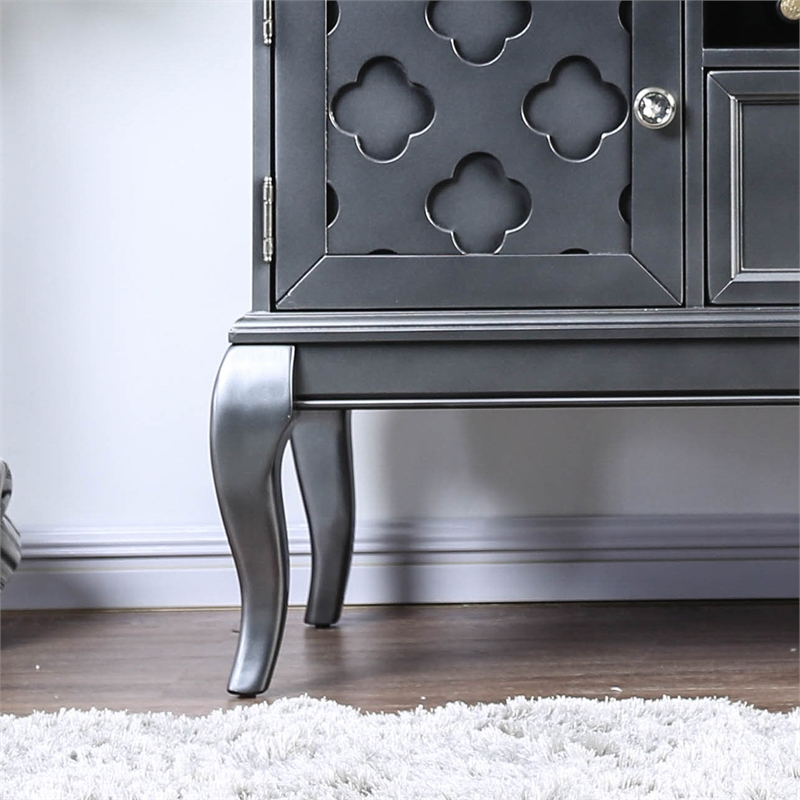 Furniture of America Bethlehem Wood Wine Rack Sideboard in Gray