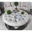 Furniture of America Joss Rustic Wood Round Tufted Coffee Table in Antique Gray