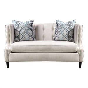 Furniture of America Carrie Microfiber Nailhead Loveseat in Beige