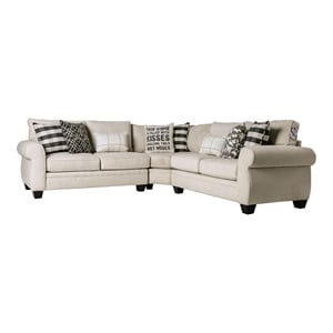 Furniture of America Barol Contemporary Chenille Corner Sectional in Ivory