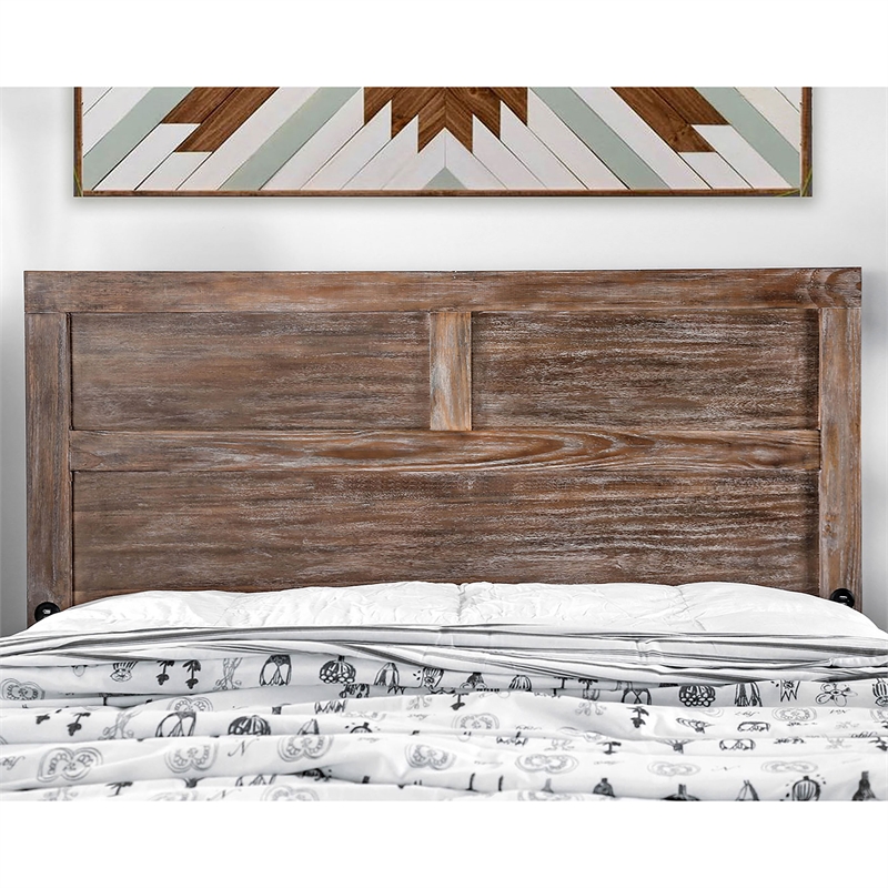 Furniture of America Russ Rustic Wood Queen Panel Bed in Light Oak