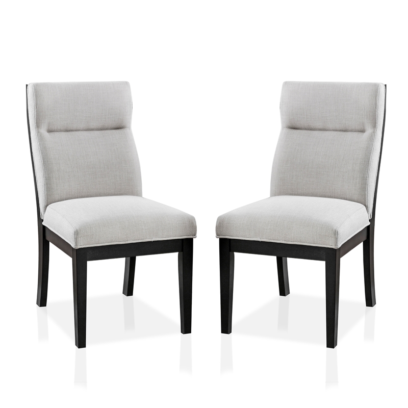 Furniture of America Andy Fabric Padded Dining Side Chair in Beige (Set of 2)