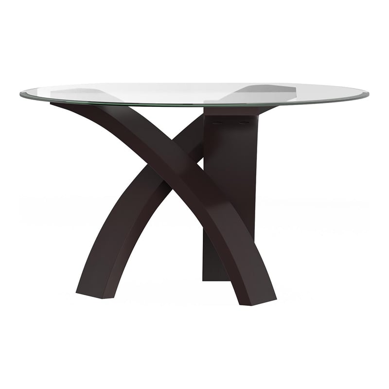 Furniture of America Andy Modern Glass 5-Piece Round Top Dining Set in Black