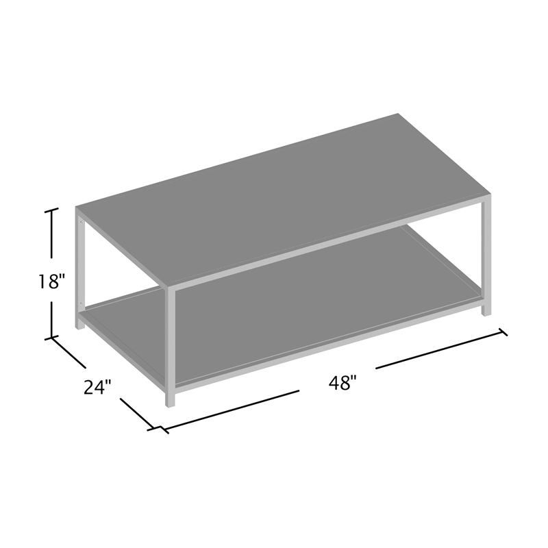 Furniture of America Jask Contemporary Glass 1-Shelf Coffee Table in Chrome
