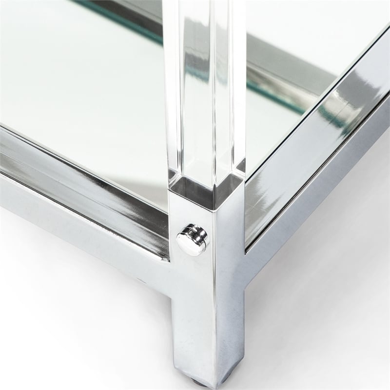 Furniture of America Jask Contemporary Glass 1-Shelf Coffee Table in Chrome