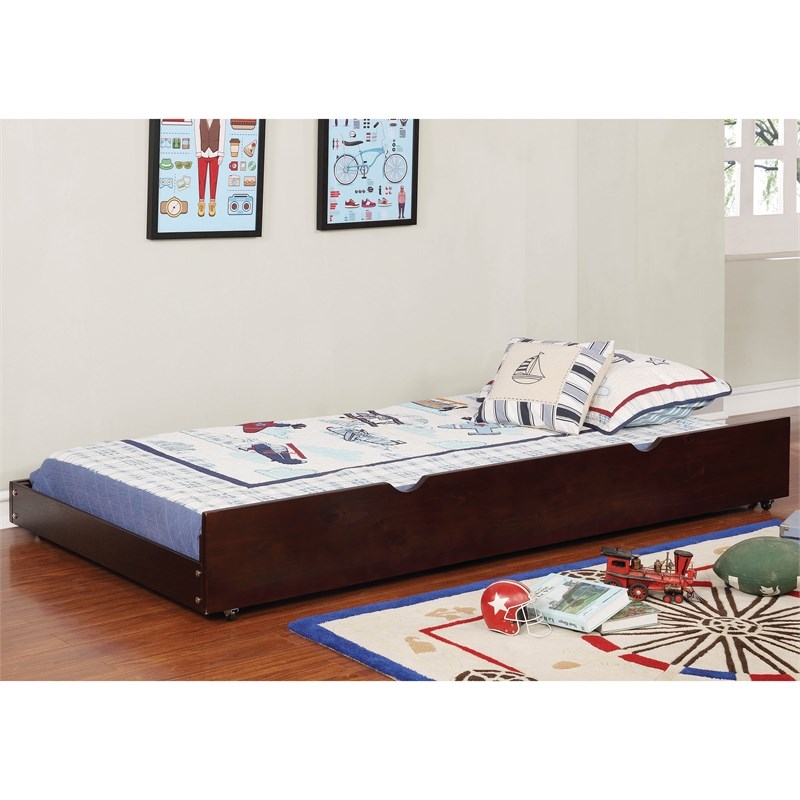 Furniture of America Barnes Transitional Wood Twin XL Trundle in Espresso