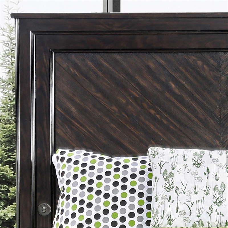 Furniture of America Reauso Solid Wood Storage Cal King Bed in Espresso