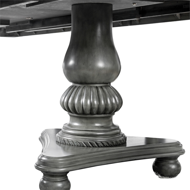 Furniture of America Alstroemeria Wood Extendable Dining Table in Gray