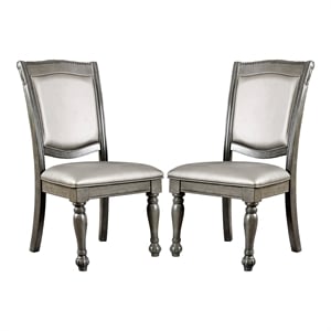 Furniture of America Alstroemeria Gray Faux Leather Dining Chair (Set of 2)