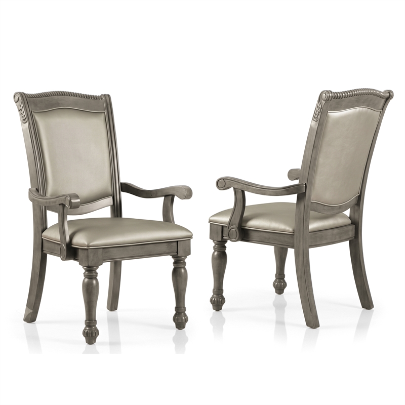 Furniture of America Alstroemeria Wood 7-Piece Dining Table Set in Gray