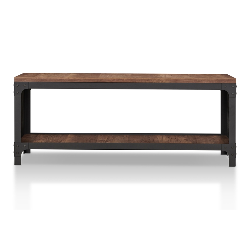 Furniture of America Herk Industrial Wood Multi Purpose Bench in Reclaimed Oak