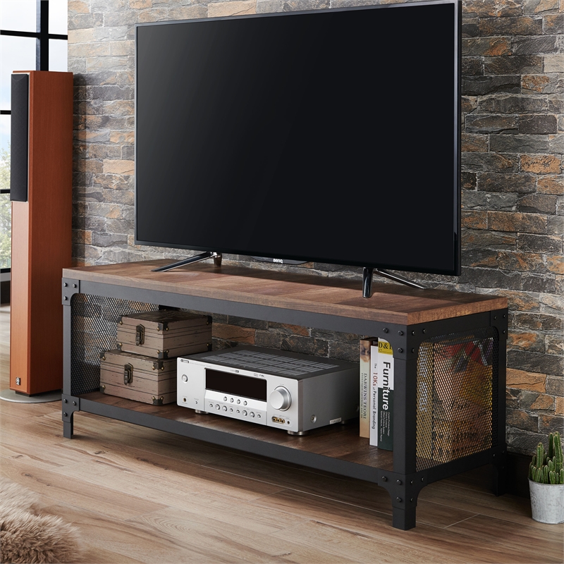 Furniture of America Herk Industrial Wood Multi Purpose Bench in Reclaimed Oak