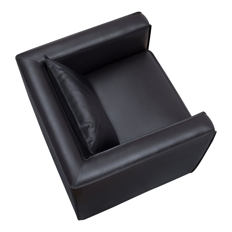 Furniture of America Charlie Modern Vinyl Upholstered Accent Chair in Dark Gray