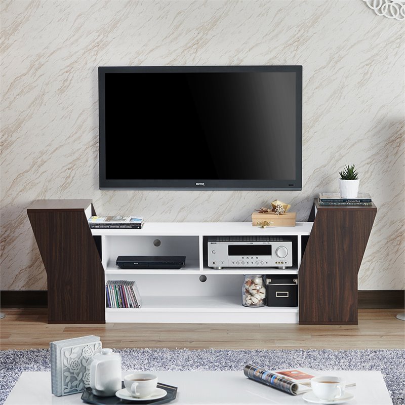 Furniture of America Viv Modern Wood 71-Inch TV Stand in Wenge and White