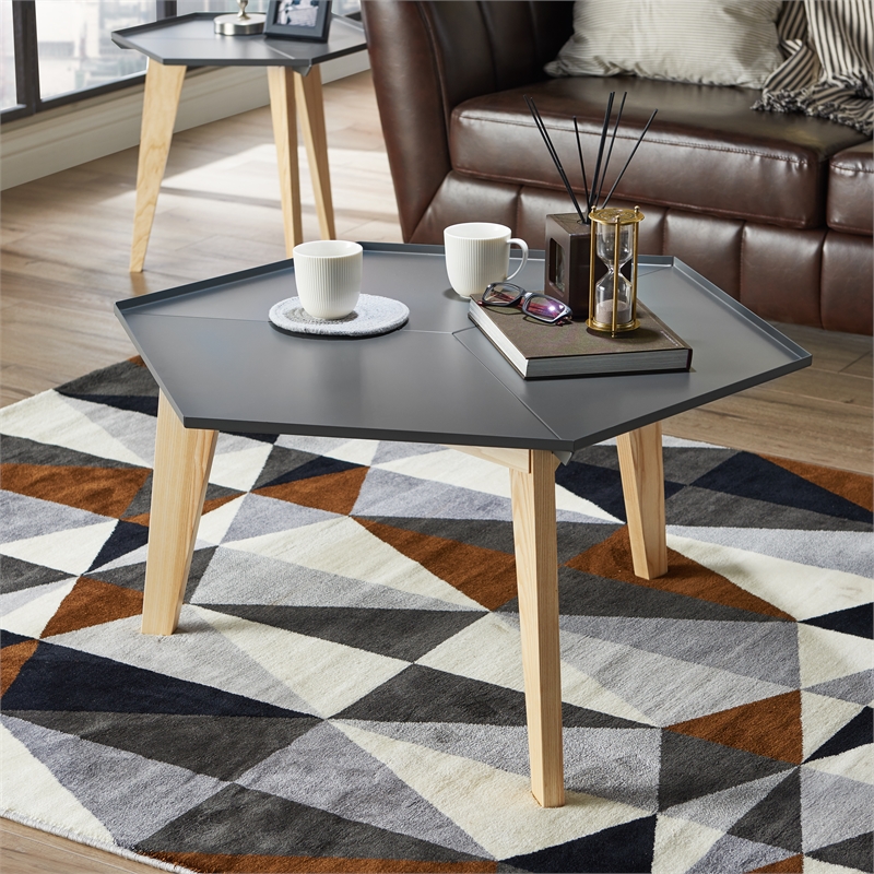 Furniture of America Bok Modern Chic Metal Tray-Top Coffee Table in Black