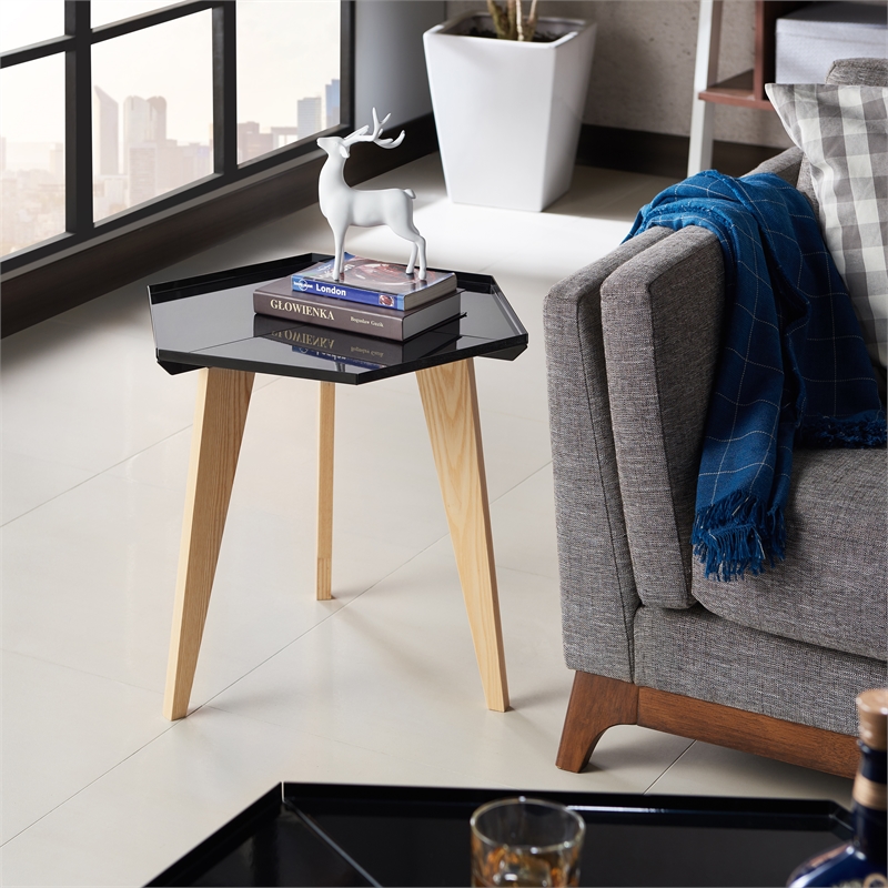 Furniture of America Bok Modern Chic Metal Tray-Top End Table in Black
