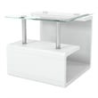 Furniture of America Velencia Glass Geometric End Table in Glossy White