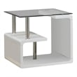 Furniture of America Velencia Glass Geometric End Table in Glossy White