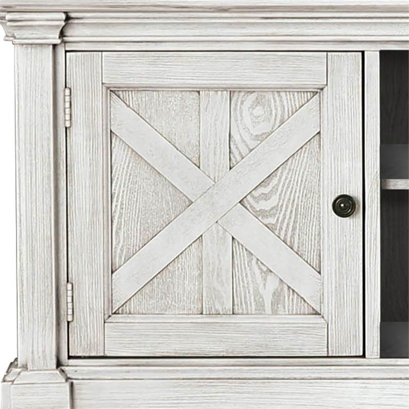 Furniture of America Vallie Cottage Wood 60-Inch TV Stand in Antique White