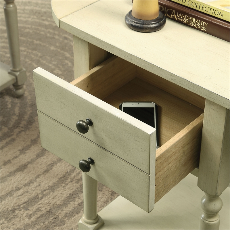 Furniture of America Mendez Wood Drop-Leaf Side Table in Antique White