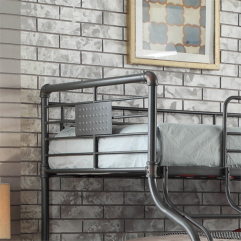 Furniture of America Bryon Metal Twin/Full/Queen Triple Bunk Bed in Black
